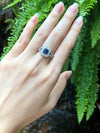SJ2359 - Blue Sapphire with Diamond Ring Set in 18 Karat White Gold Settings