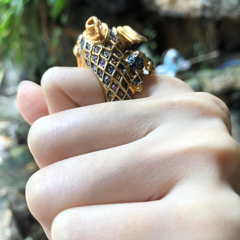 J2283 - Rainbow Colour Sapphire Ring set in Silver Settings