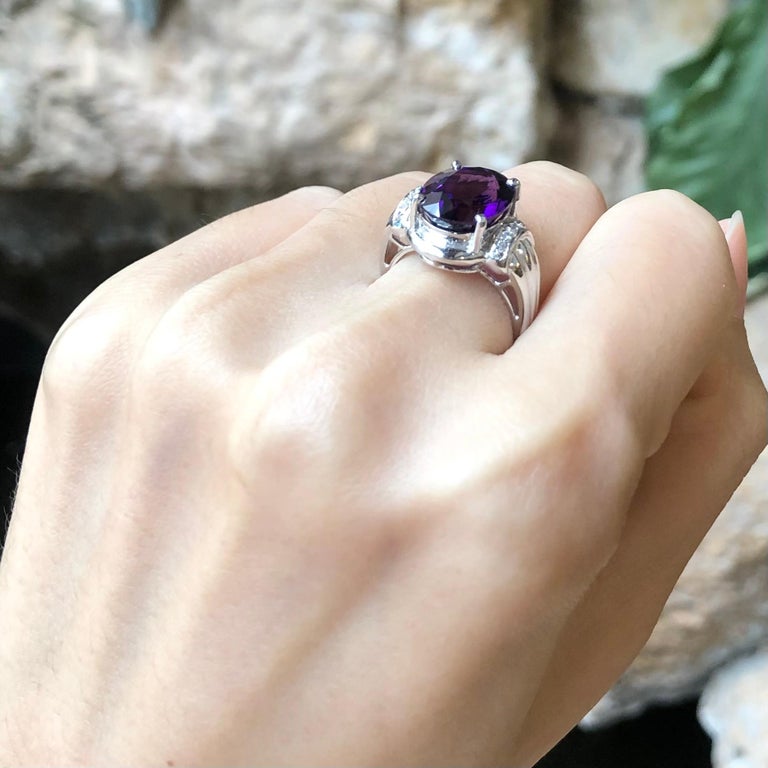 SJ3024 - Amethyst with Cubic Zirconia Ring set in Silver Settings – SJ ...