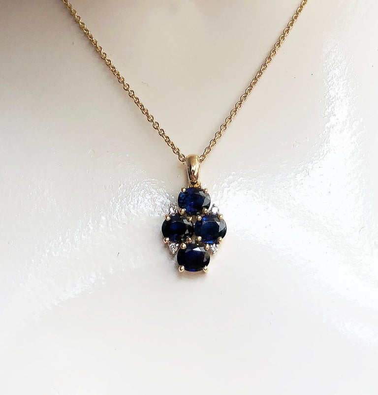 SJ2394 - Blue Sapphire with Diamond Pendant Set in 18 Karat Gold Settings