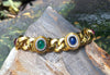 SJ1491 - Cabochon Ruby, Blue Sapphire, Emerald with Diamond Bracelet Set in 18 Karat Gold