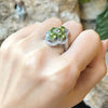 SJ2865 - Peridot with Cubic Zirconia Ring set in Silver Settings