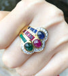 SJ2286 - Ruby, Emerald, Blue Sapphire and Diamond Ring Set in 18 Karat Gold Settings