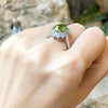 SJ3028 - Peridot with Cubic Zirconia Ring set in Silver Settings