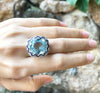 SJ2528 - GIA Certified Paraiba Tourmaline, Blue Sapphire, Diamond Ring in 18K White Gold