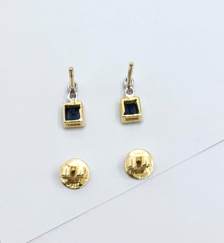 SJ1326 - Blue Sapphire with Diamond Earrings Set in 18 Karat Gold Settings