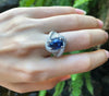 SJ1418 - Blue Sapphire with Diamond Ring Set in 18 Karat White Gold Settings