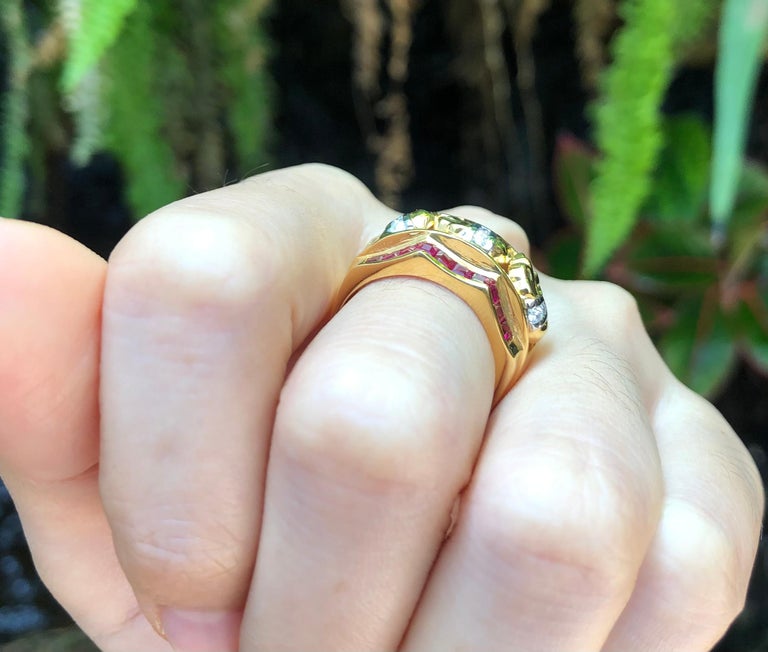 SJ6188 - Ruby with Tsavorite and Diamond Elephant Ring Set in 18 Karat Gold Settings