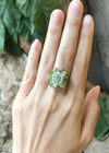 SJ3030 - Peridot with Cubic Zirconia Ring set in Silver Settings