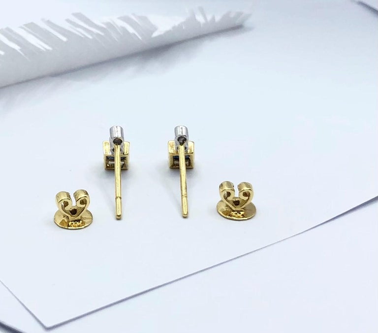 SJ1326 - Blue Sapphire with Diamond Earrings Set in 18 Karat Gold Settings