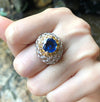 SJ1606 - Blue Sapphire, Yellow Sapphire, Yellow Diamond and Diamond Ring in 18 Karat Gold