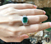 SJ6023 - Art Deco Style Emerald with Diamond 0.58 Carat Ring Set in 18 Karat White Gold