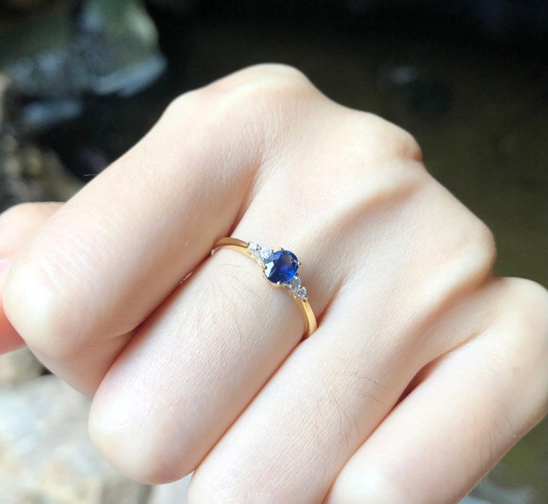 JR0657R - Blue Sapphire & Diamond Ring Set in 18 Karat Gold Setting
