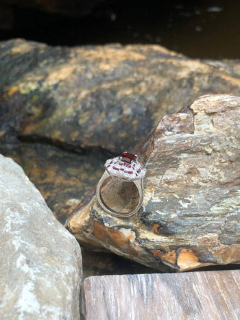 SJ1546 - Ruby with Diamond Ring Set in 18 Karat White Gold Settings