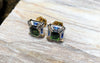 SJ1727 - Green Tourmaline with Blue Sapphire and Brown Diamond Earrings in 18 Karat Gold