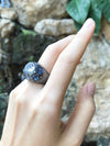 SJ1266 - Blue Sapphire with Diamond and Brown Diamond Ring Set in 18 Karat White Gold