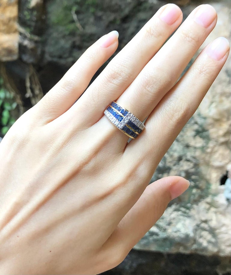 SJ1308 - Blue Sapphire with Diamond Ring Set in 18 Karat Gold Settings