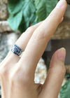 SJ6043 - Blue Sapphire with Cubic Zirconia Ring set in Silver Settings
