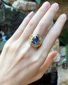SJ1566 - Blue Sapphire with Yellow Sapphire and Diamond Ring Set in 18 Karat Gold Setting