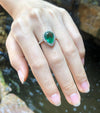 SJ1800 - Emerald with Diamond Ring Set in 18 Karat Gold Settings