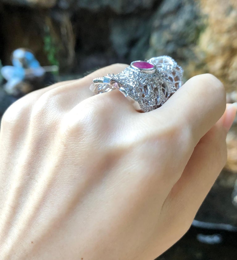 SJ6392 - Ruby with Cubic Zirconia Ring set in Silver Settings