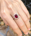 SJ1366 - Rubellite with Diamond Ring Set in 18 Karat Rose Gold Settings