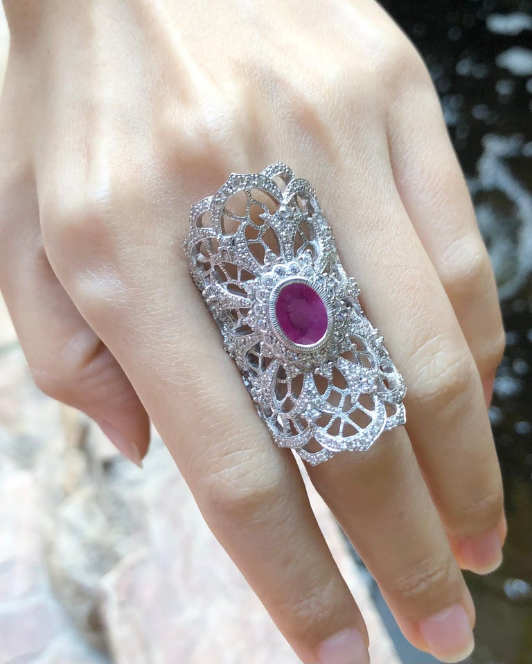 SJ6392 - Ruby with Cubic Zirconia Ring set in Silver Settings
