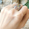 SJ3024 - Rainbow Colour Sapphire with Cubic Zirconia Ring set in Silver Settings