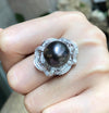 SJ1712 - Tahitian South Sea Pearl with Diamond Ring Set in 18 Karat White Gold Settings