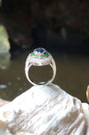 SJ6248 - Marquise Blue Sapphire, Tsavorite, Diamond 1.24 Carat Ring in 18K Gold Settings