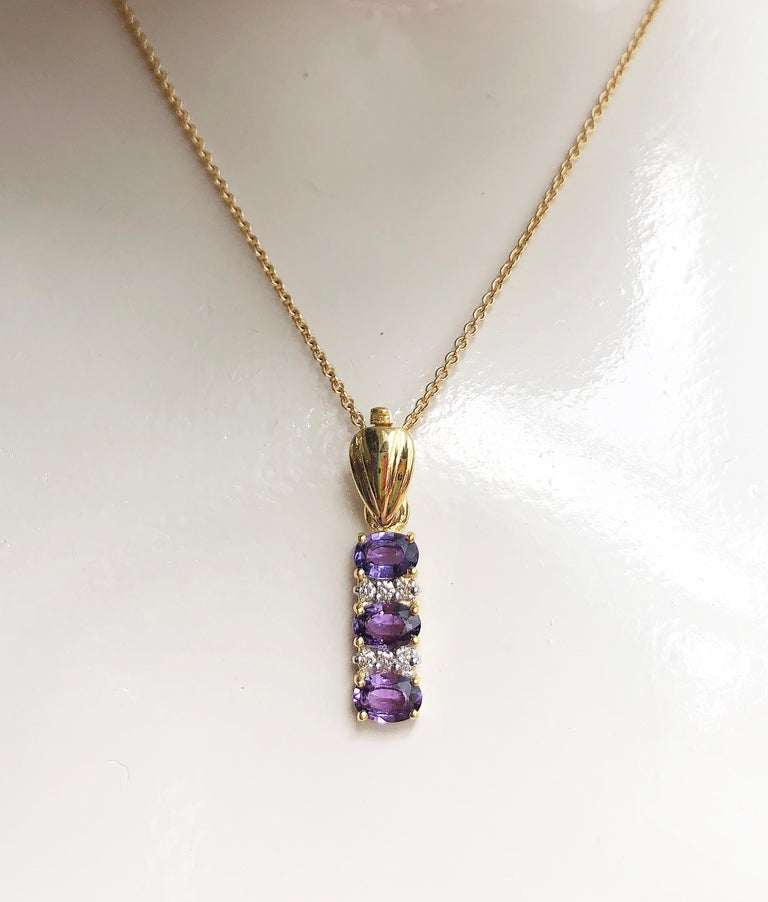 SJ2366 - Purple Sapphire with Diamond Pendant Set in 18 Karat Gold Settings