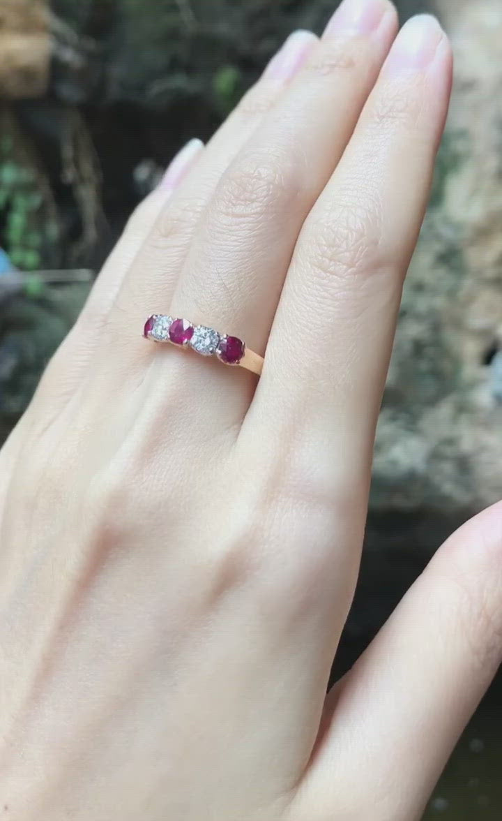 SJ1109 - Ruby & Diamond Ring Set in 18 Karat Rose Gold Setting