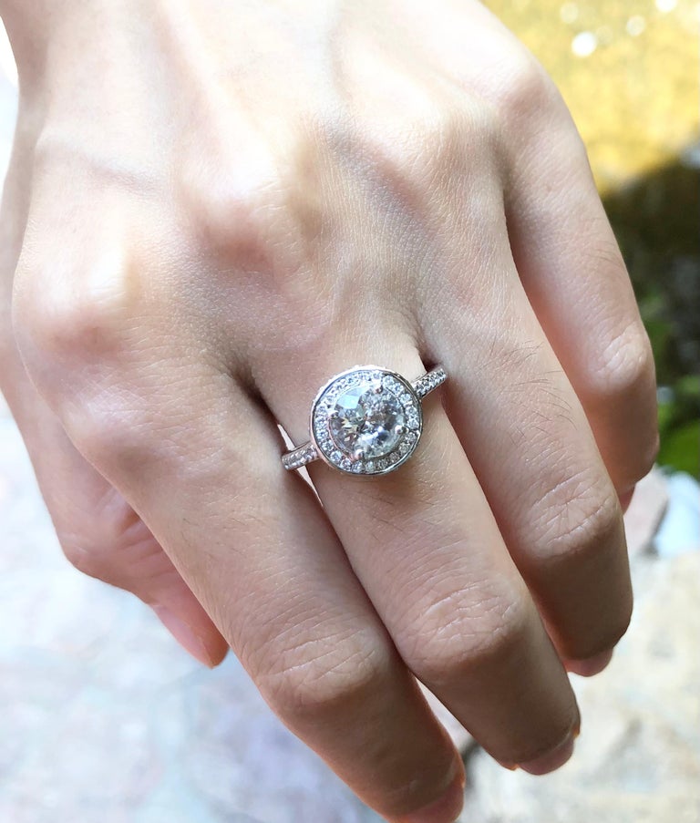 SJ6177 - White Sapphire with Diamond Engagement Ring Set in 18 Karat White Gold Settings