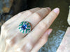 SJ6095 - Blue Sapphire with Emerald and Diamond Ring Set in 18 Karat White Gold Settings