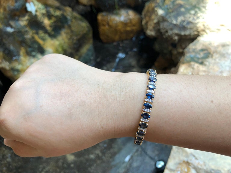 SJ6047 - Blue Sapphire with Diamond Bracelet Set in 18 Karat Gold Settings