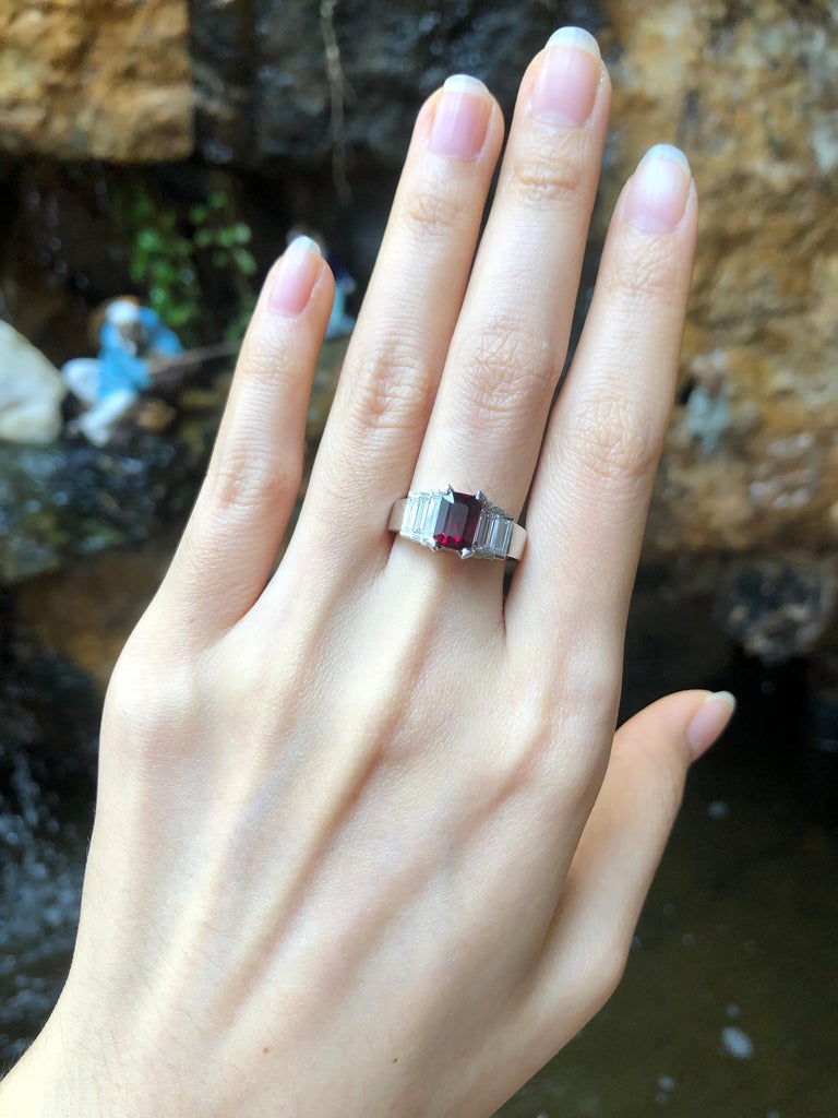 SJ6140 - GIA Certified 2 Cts Ruby with Diamond Ring Set in Platinum 950 Settings
