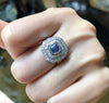 SJ1553 - Blue Sapphire with Diamond Ring Set in 18 Karat White Gold Settings