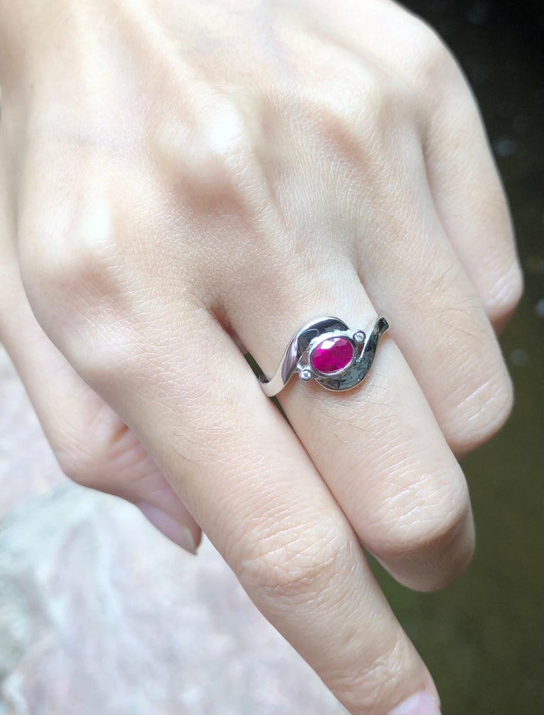 JR0450R - Ruby & Diamond Ring Set in 18 Karat White Gold Setting