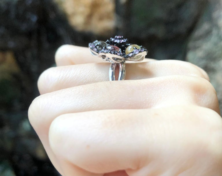 SJ3203 - Tourmaline and Pink Sapphire Ring set in Silver Settings