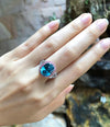 SJ1449 - Blue Zircon with Pink Sapphire, White Sapphire Ring set in 18 Karat White Gold