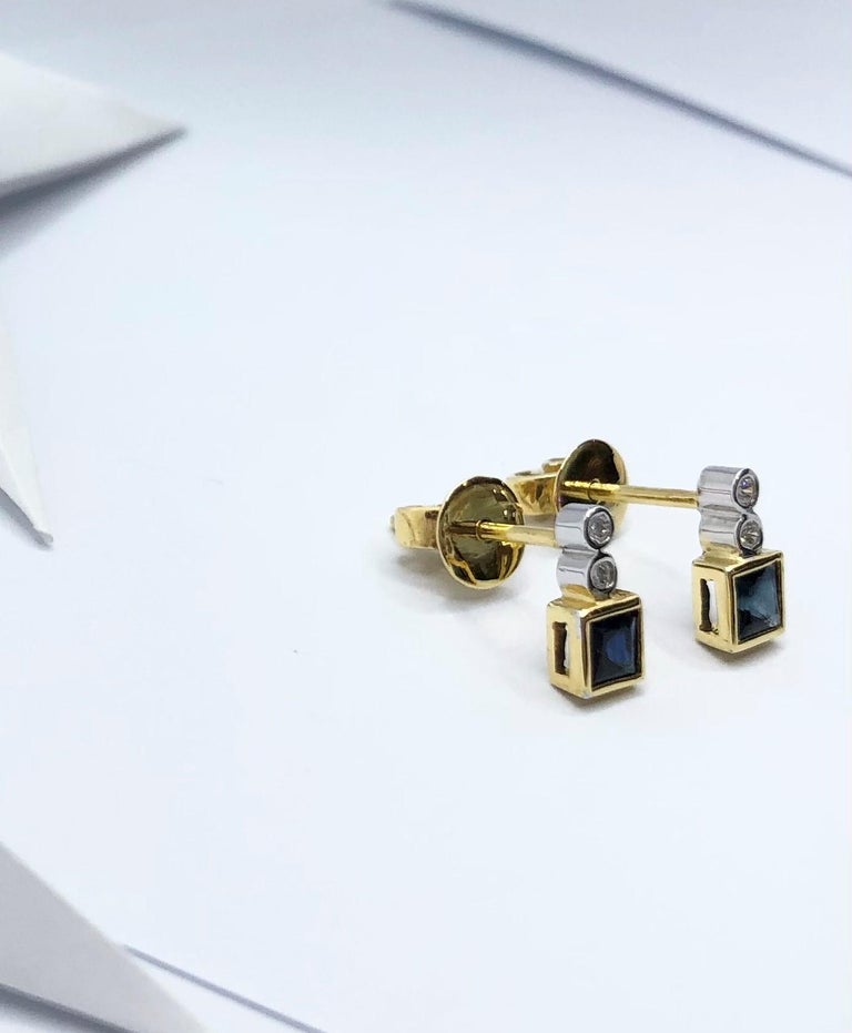 SJ1326 - Blue Sapphire with Diamond Earrings Set in 18 Karat Gold Settings