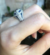 SJ1606 - Blue Sapphire with Diamond Ring Set in 18 Karat White Gold Settings