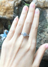 SJ2199 - White Sapphire with Diamond Ring Set in 18 Karat White Gold Settings