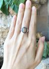 SJ3095 - Opal, Blue Sapphire with Cubic Zirconia Ring set in Silver Settings