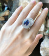 SJ1579 - Blue Sapphire with Diamond Ring Set in Platinum 950 Settings