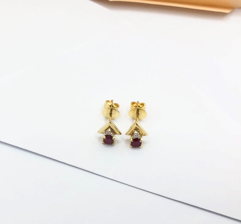 SJ1220 - Ruby with Diamond Earrings Set in 18 Karat Gold Settings