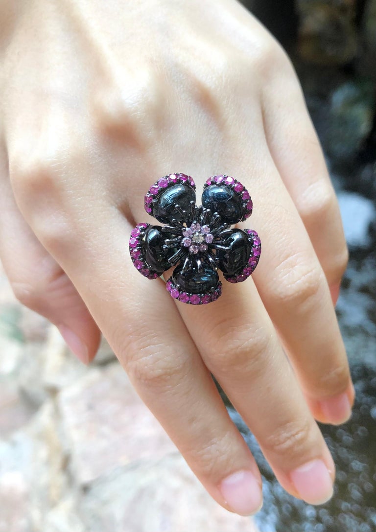 SJ3203 - Tourmaline, Ruby and Pink Sapphire Ring set in Silver Settings