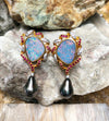JE11516Z - Boulder Opal with Ruby, Diamond and Detachable South Sea Pearl Earrings in 18 Karat Gold