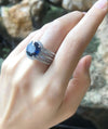 SJ2469 - GIA Certified 6cts Round Blue Sapphire with Diamond Ring in 18K White Gold