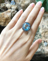 JR0637T - Blue Topaz & Brown Diamond Ring Set in 18 Karat White Gold Setting